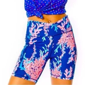 Lilly Pulitzer Blue and Pink Coral Print Bike Shorts